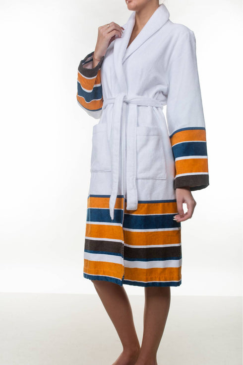 Luna Di Giorno Stampa Riga Bathrobe